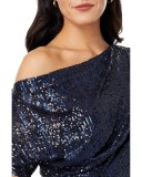 spring and autumn sequin fashion Slash Shoulder evening dress