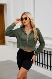 Women Zipper Drawstring Solid Long Sleeve Hoodies