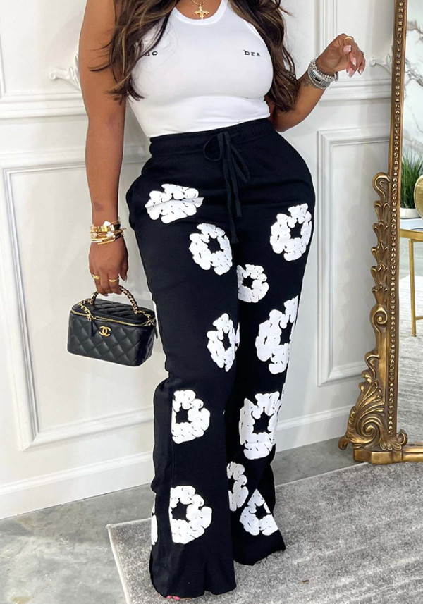 Women Fall/Winter Printed Embroidered Straight Pants