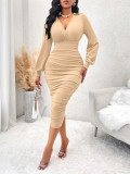 Autumn and Winter Women Solid Dress