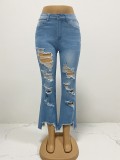 Women Street Tassel Ripped Denim