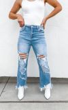 Women Street Tassel Ripped Denim