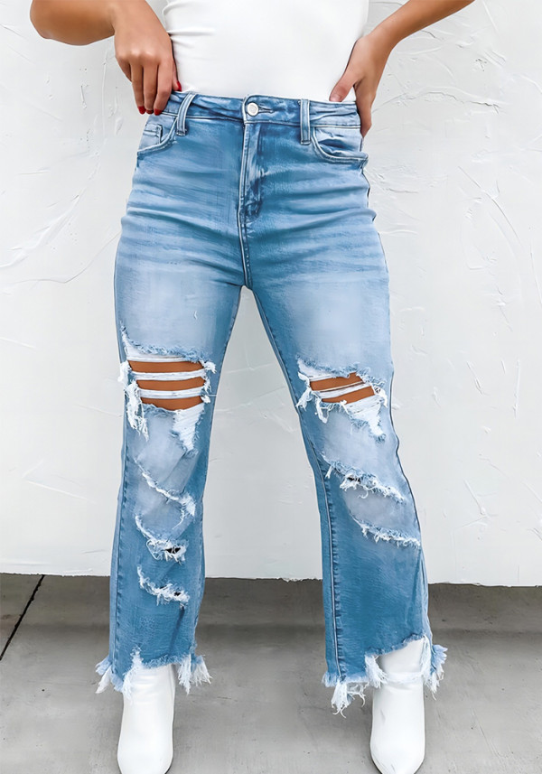 Women Street Tassel Ripped Denim