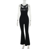 Women Summer Street Casual Letter Beaded Jumpsuit