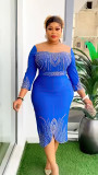 African Women Half-Sleeve Beaded Beaded Party Dress