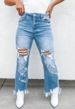 Women Street Tassel Ripped Denim