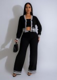 Autumn winter striped knitting cardigan pants Casual 3-piece set