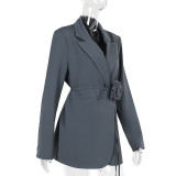 Autumn fashion Career slim flower belt women blazer