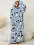 Pullover Coral Fleece Home Clothes Hooded Outdoor Cold-proof Warm Nightgown Home Lazy Blanket dress