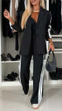 Autumn winter women's long-sleeved Turndown Collar Casual blazer pants two piece set