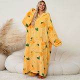 Pullover Coral Fleece Home Clothes Hooded Outdoor Cold-proof Warm Nightgown Home Lazy Blanket dress