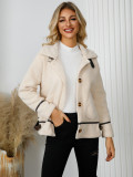 Women's Turndown Collar button lamb fleece jacket short coat