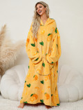 Pullover Coral Fleece Home Clothes Hooded Outdoor Cold-proof Warm Nightgown Home Lazy Blanket dress