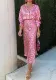 Autumn women's elegant print Turndown Collar long-sleeved shirt high waist skirt fashion two piece set