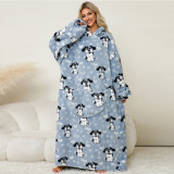 Pullover Coral Fleece Home Clothes Hooded Outdoor Cold-proof Warm Nightgown Home Lazy Blanket dress