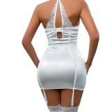 Sexy women's lace Patchwork lingerie Halter Neck garter sexy nightclub dress