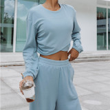 Women's Autumn winter fashion sports Casual round neck long sleeve two piece pants set