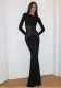 Autumn women's fashion Round Neck long sleeve mesh Patchwork slim Bodycon dress