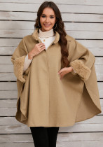 Autumn winter furry collar cape cloak jacket Casual loose shawl women's clothing