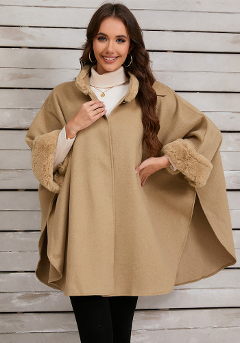 Autumn winter furry collar cape cloak jacket Casual loose shawl women's clothing