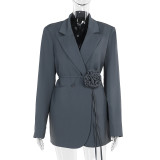 Autumn fashion Career slim flower belt women blazer