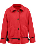 Women's Turndown Collar button lamb fleece jacket short coat