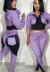 Women Fall and Winter Casual Patchwork Contrast Long Sleeve Top and Pants Two-piece Set