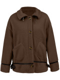 Women's Turndown Collar button lamb fleece jacket short coat