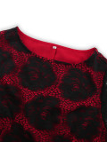 autumn women's Fashion slim Round Neck lace contrast color career dress