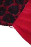 autumn women's Fashion slim Round Neck lace contrast color career dress