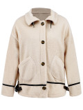 Women's Turndown Collar button lamb fleece jacket short coat