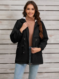 Women's Autumn winter furry lining hooded zipper jacket