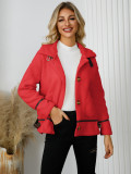 Women's Turndown Collar button lamb fleece jacket short coat