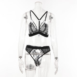 Women Zipper Lace Sexy Lingerie Three-Piece