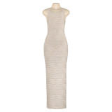 Women Summer Solid Sleeveless Sexy Water Ripple Dress