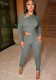 Women's Clothing Fashion Casual Cutout Solid Color Long Sleeve Tight Slim Jumpsuit