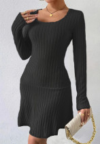 Autumn Winter Women's Fashion Solid Color Slim Long Sleeve Dress