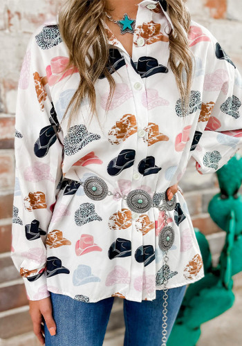 Single-Breasted Printed Women's Shirt Tops