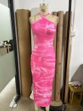 Halter Neck Low Back Tight Fitting Slim Sexy Women's Long Dress