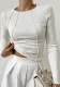Spring Autumn Solid Color Long Sleeve Round Neck T-Shirt