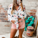 Single-Breasted Printed Women's Shirt Tops