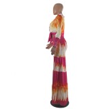 Women's Tie-Dye Knotted Long Sleeves Top Fashion Casual Wide-Leg Pants Two Piece Set