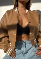 Autumn Fashion Long Sleeve Fashion Pu Leather Jacket