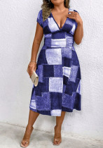 Women printed v-neck sleeveless maxi dress