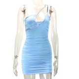Women Summer Bodycon Sexy Suspender Slash Shoulder Dress