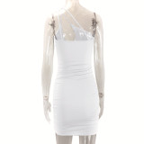 Women Summer Bodycon Sexy Suspender Slash Shoulder Dress