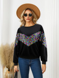 Women Colorful Pearlescent Sequins Decorated Solid Top