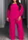 Plus size Women casual solid asymmetric top and pant two-piece set