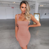 Women Sexy Backless Halter Neck Bodycon Dress