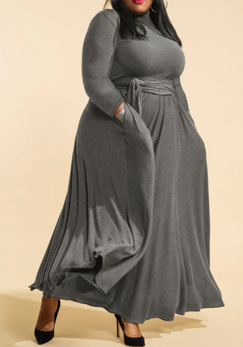Plus size Women high neck long sleeve dress